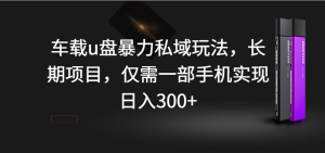 车载u盘暴力私域玩法，长期项目，仅需一部手机实现日入300+网赚项目-副业赚钱-互联网创业-资源整合四水哥网创网赚