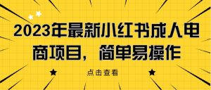 2023年最新小红书成人电商项目,简单易操作【详细教程】网赚项目-副业赚钱-互联网创业-资源整合四水哥网创网赚