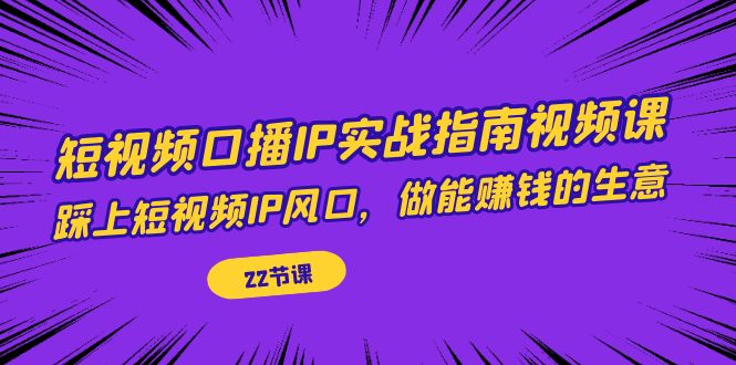 （7202期）短视频口播IP实战指南视频课，踩上短视频IP风口，做能赚钱的生意（22节课）网赚项目-副业赚钱-互联网创业-资源整合四水哥网创网赚