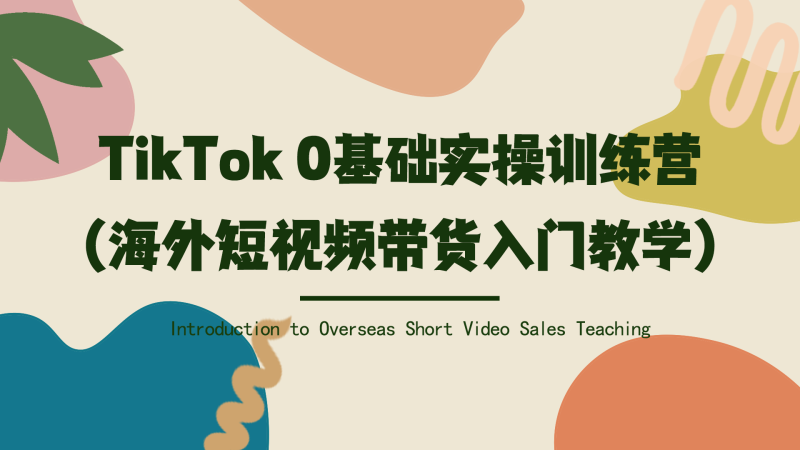 TikTok 0基础实操训练营（海外短视频带货入门教学）网赚项目-副业赚钱-互联网创业-资源整合四水哥网创网赚