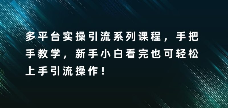 多平台实操引流系列课程，手把手教学，新手小白看完也可轻松上手引流操作！网赚项目-副业赚钱-互联网创业-资源整合四水哥网创网赚